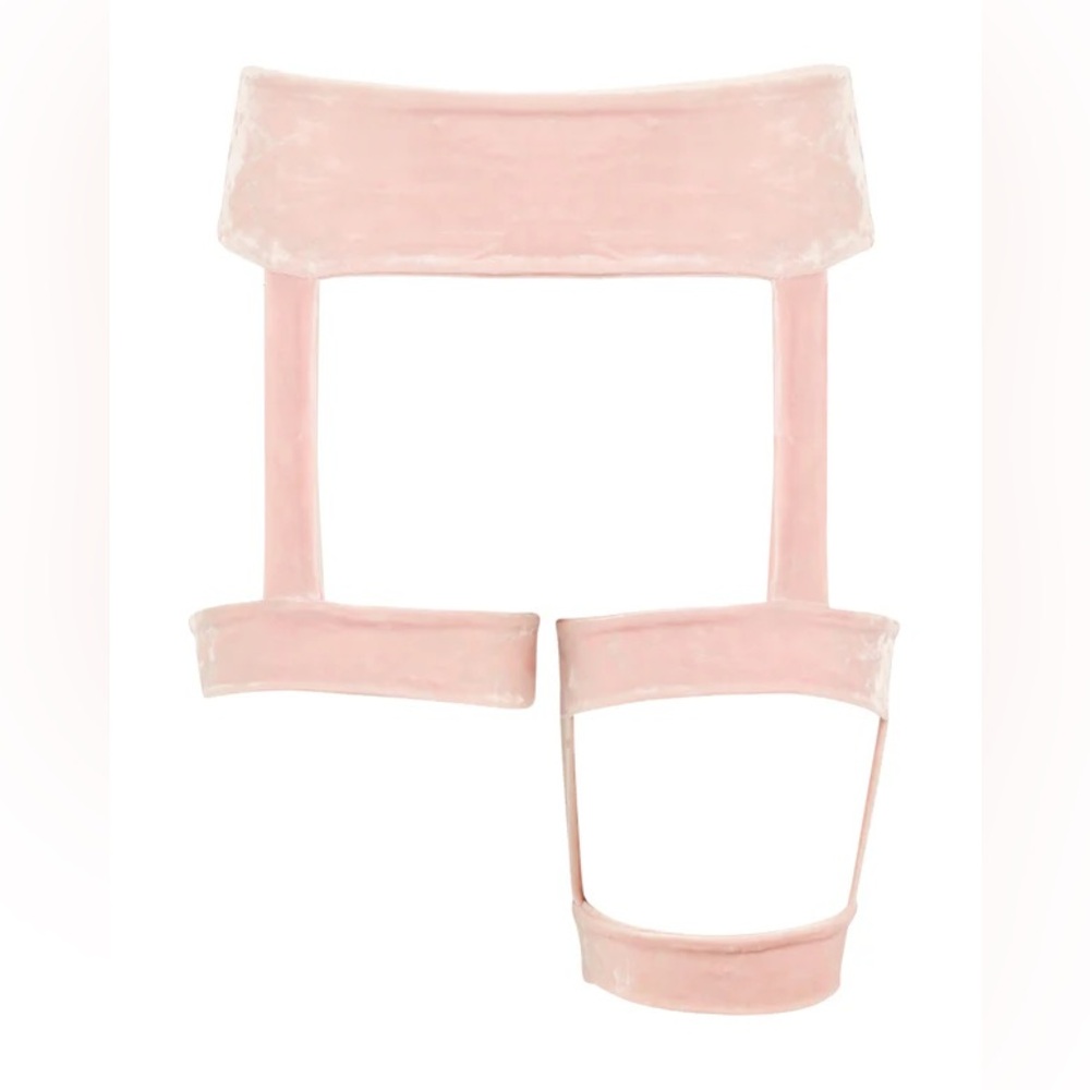 Laina rauma crushed velvet pink garter harness sz medium thong sz small